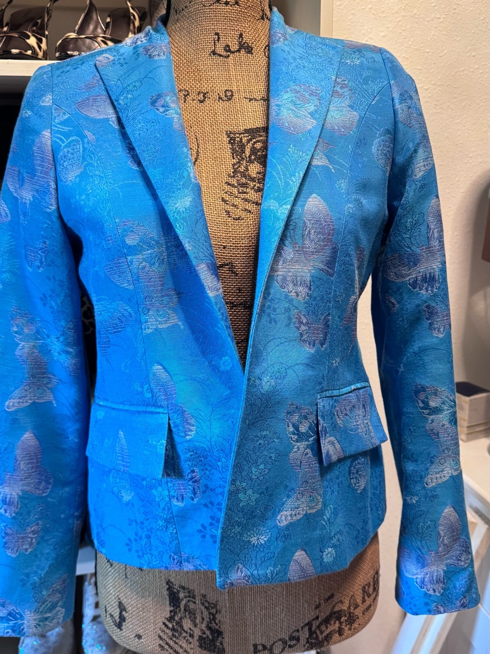 Austin Reed Vibrant Blue Butterfly Jacquard Blazer